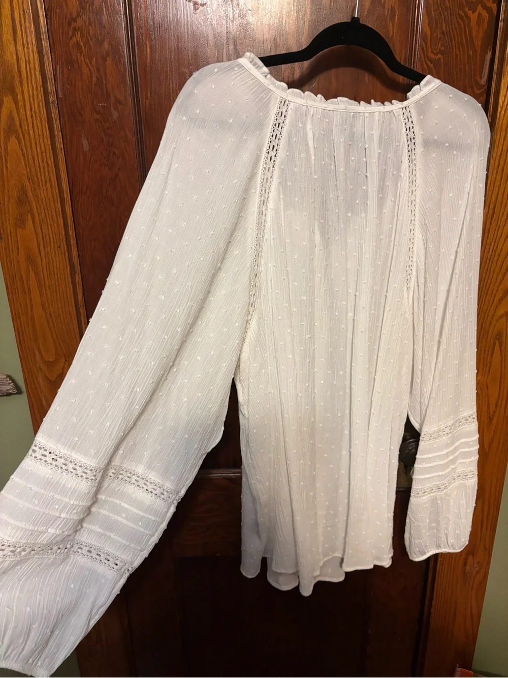 Topshop White Swiss Dot Peasant Blouse